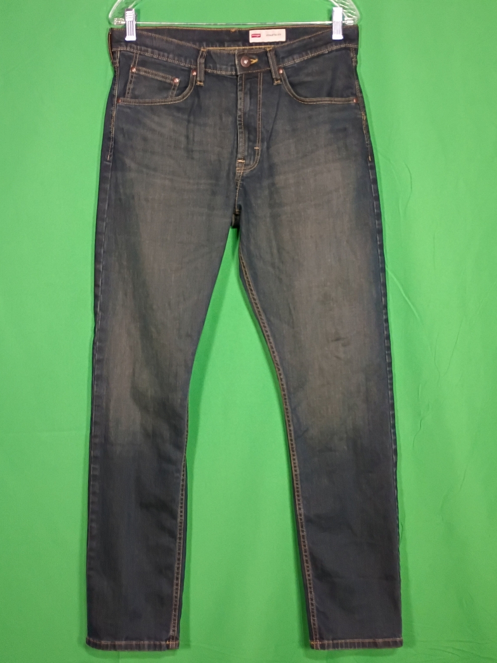 Wrangler Jeans Mens 32 X 32 Athletic Fit Denim Jeans Dark Wash 5 Pockets